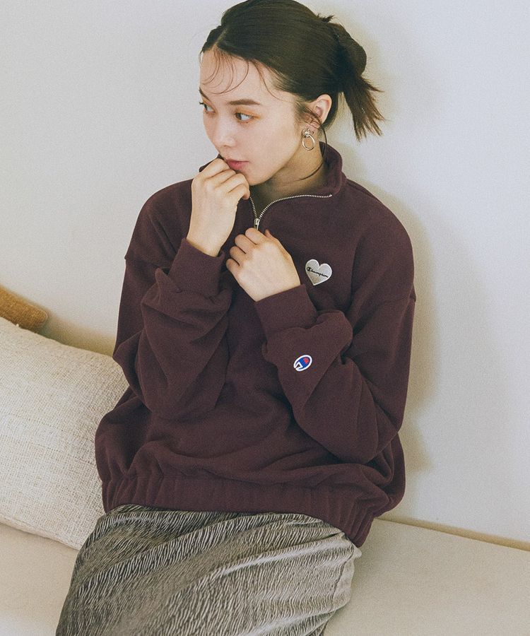 earth music&ecology「Champion&times;emaeハーフジップハートスウェット」|スウェット・ジャージ|