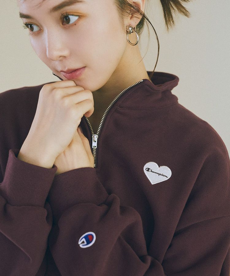 earth music&ecology「Champion&times;emaeハーフジップハートスウェット」|スウェット・ジャージ|
