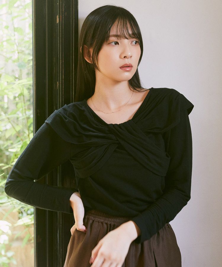 earth music&ecology「リボンライクドレーププルオーバー」|Tシャツ・カットソー|