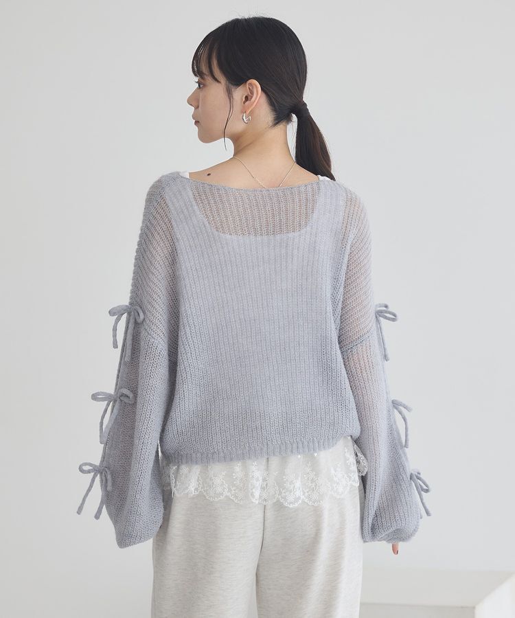 earth music&ecology「サイドリボン透かしニットプルオーバー」|ニット・セーター|