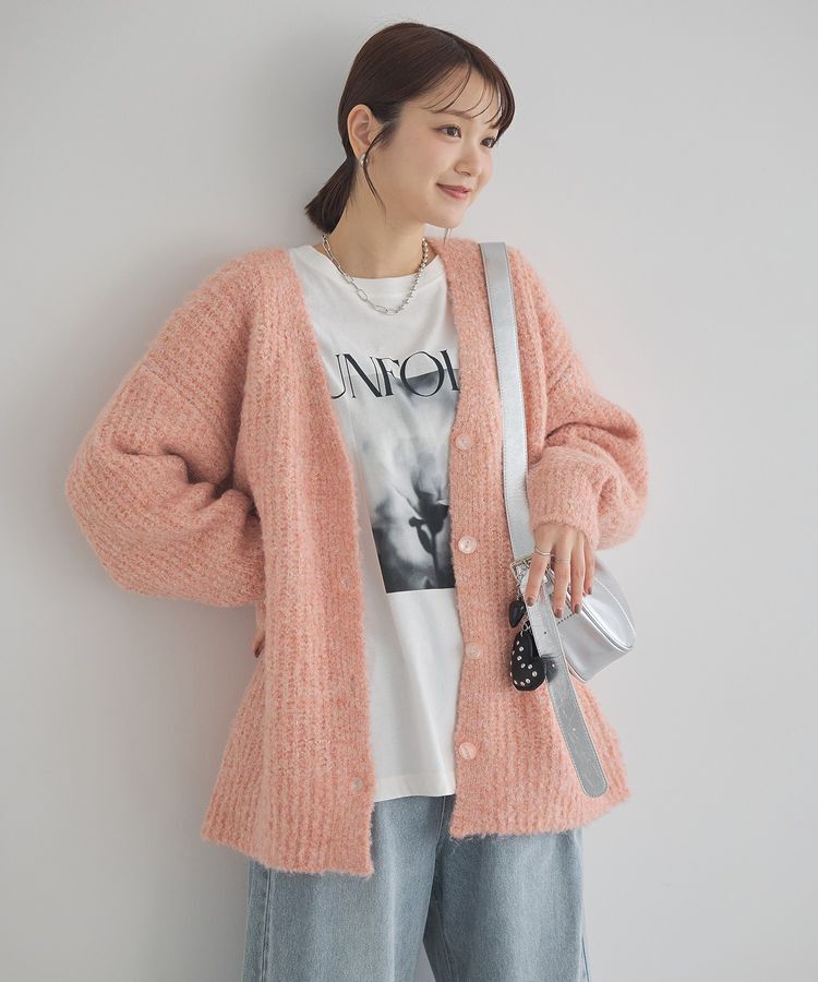 earth music&ecology「MIXカラーブークレカーディガン」|カーディガン|