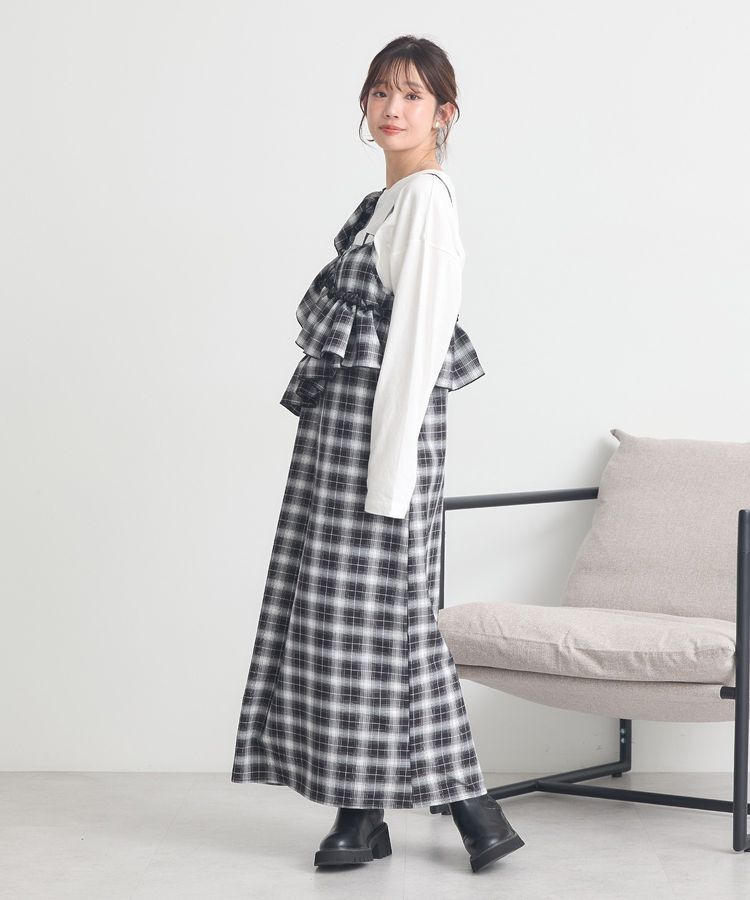 earth music&ecology「2wayフリルチェックキャミワンピース」|ワンピース|