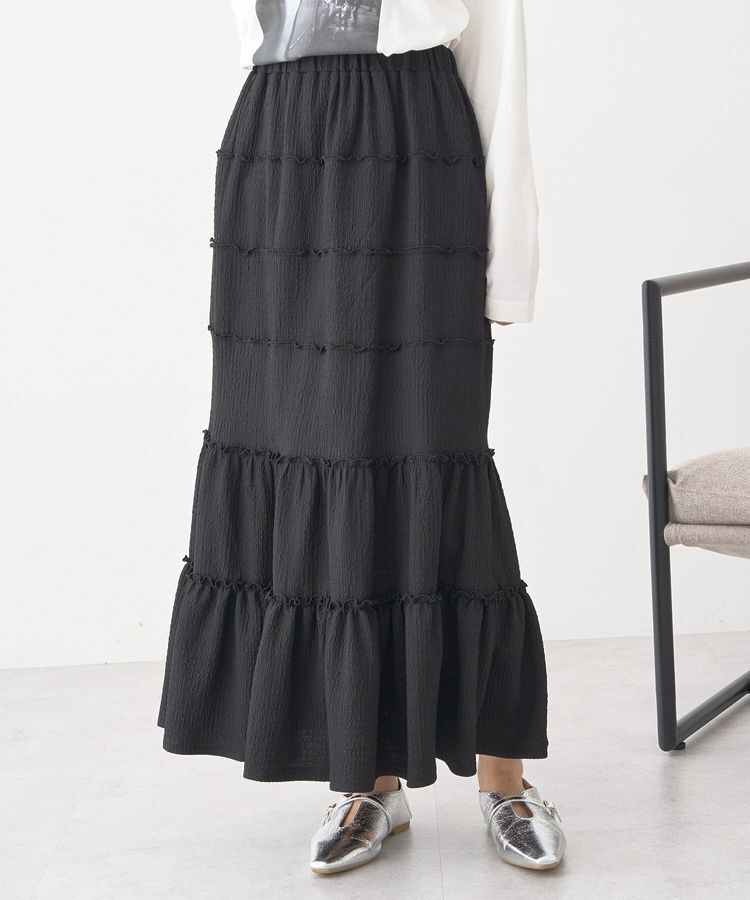 earth music&ecology「メロー切替フレアスカート」|フレア|Black