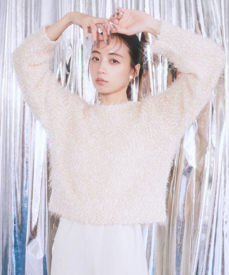 earth music&ecology「ポンポンヤーンラメニットプルオーバー」|ニット・セーター|