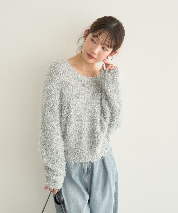 earth music&ecology「ポンポンヤーンラメニットプルオーバー」|ニット・セーター|