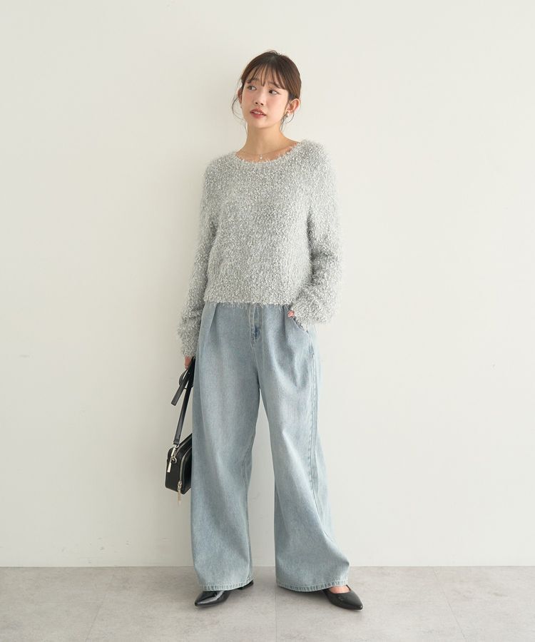 earth music&ecology「ポンポンヤーンラメニットプルオーバー」|ニット・セーター|