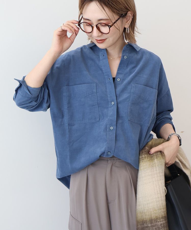 AMERICAN HOLIC「Wポケットコーデュロイシャツ」|シャツ・ブラウス|Blue
