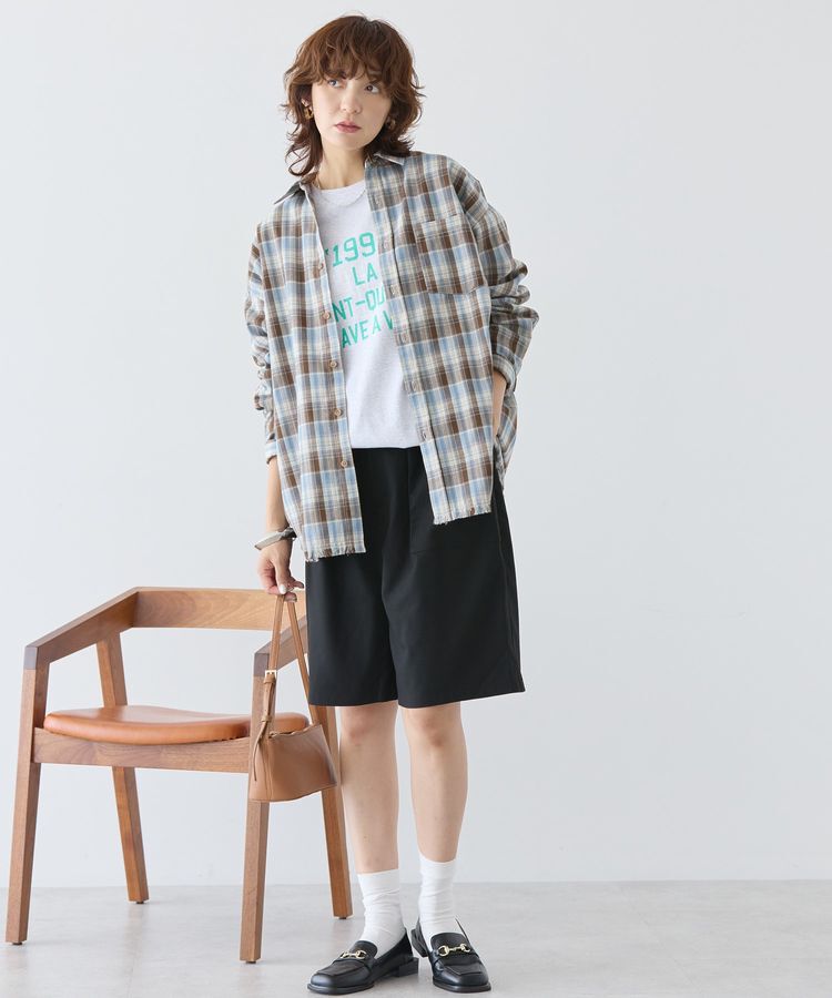 AMERICAN HOLIC「フリンジヘム起毛チェックシャツ」|シャツ・ブラウス|