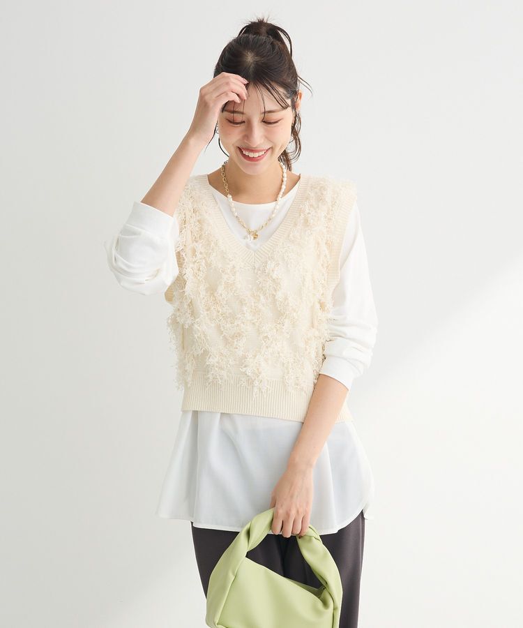 Green Parks「フリンジニットベスト」|ベスト・ジレ|