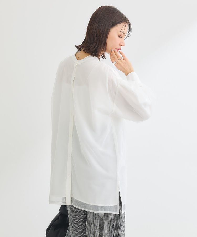 Green Parks「2Way チュールドッキングシャツチュニック」|シャツ・ブラウス|Off White