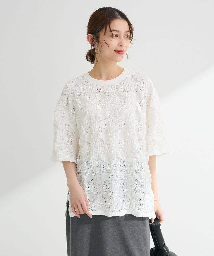 Green Parks「・SUGAR SPOON シャーリングカットレースTEE」|Tシャツ・カットソー|Off White