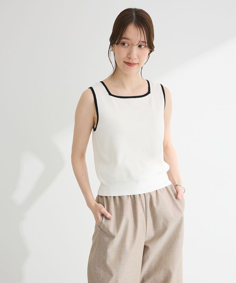 Green Parks「・ELENCARE DUE バイカラーニットタンク」|キャミソール|Off White
