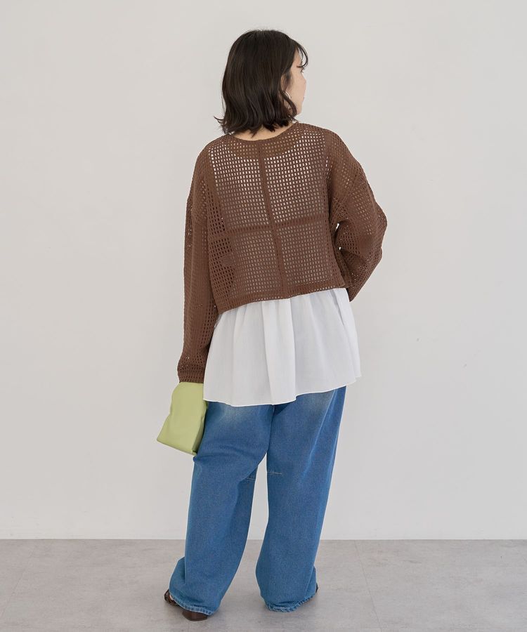 Green Parks「インド綿 前後2way メッシュショート丈カーディガン」|カーディガン|