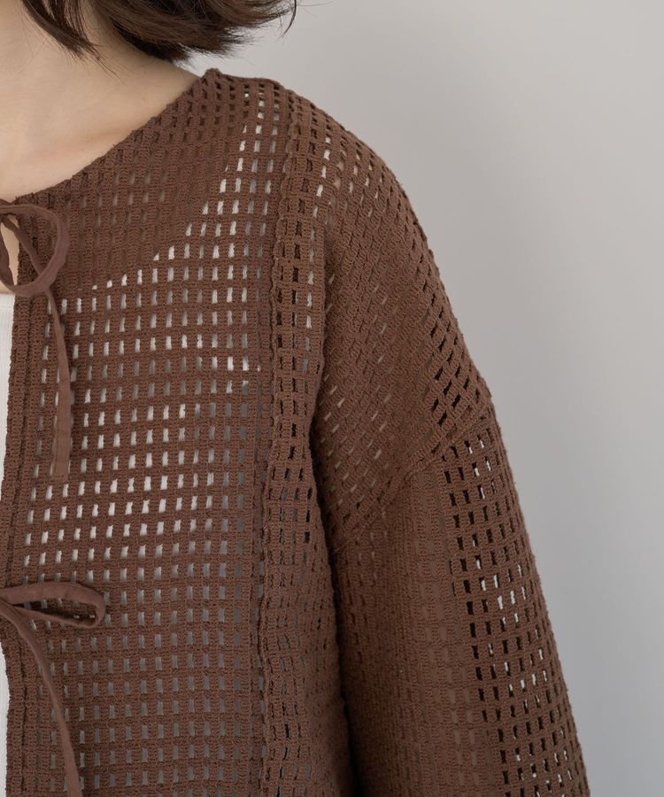 Green Parks「インド綿 前後2way メッシュショート丈カーディガン」|カーディガン|