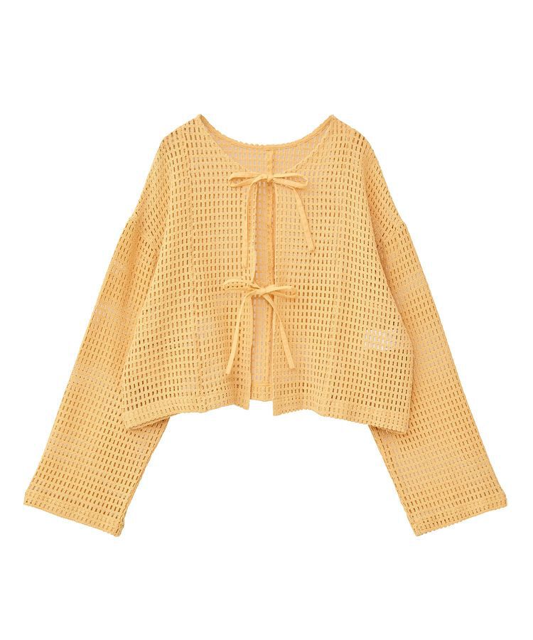 Green Parks「インド綿 前後2way メッシュショート丈カーディガン」|カーディガン|