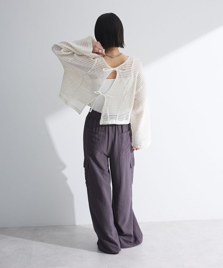 Green Parks「インド綿 前後2way メッシュショート丈カーディガン」|カーディガン|