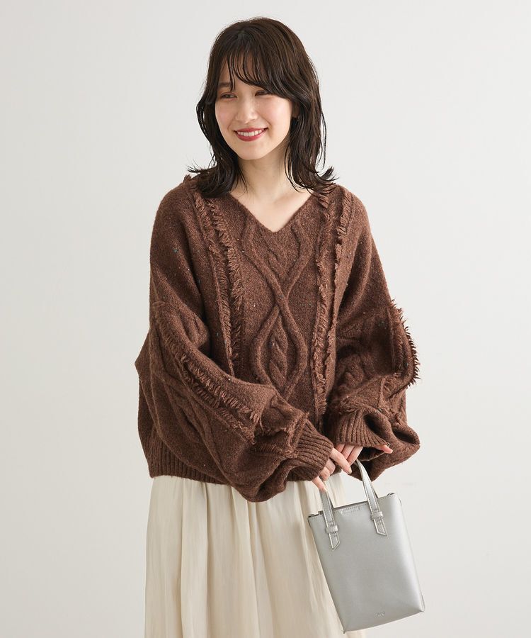 Green Parks「■ESCAR フリンジケーブルポップコーンニット」|ニット・セーター|