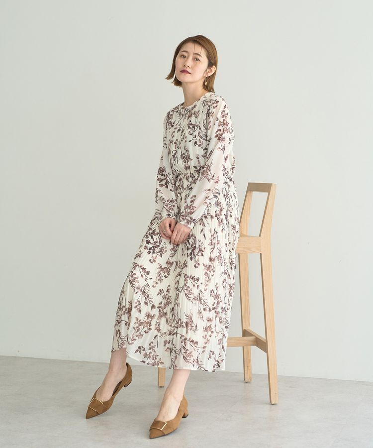 YECCA VECCA「ヴィンテージフラワー柄プリーツワンピース」|ワンピース|