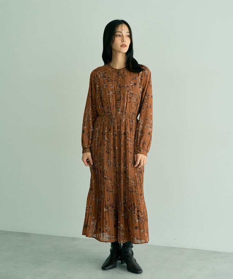 YECCA VECCA「ヴィンテージフラワー柄プリーツワンピース」|ワンピース|