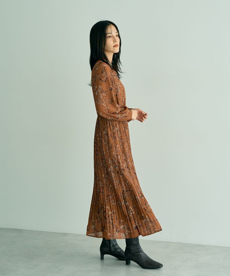 YECCA VECCA「ヴィンテージフラワー柄プリーツワンピース」|ワンピース|