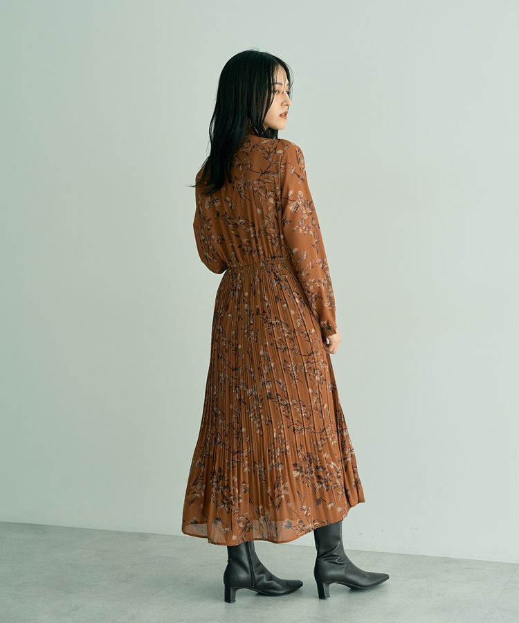 YECCA VECCA「ヴィンテージフラワー柄プリーツワンピース」|ワンピース|