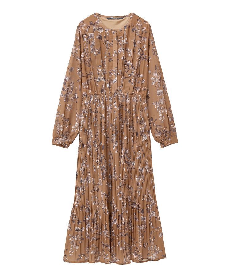 YECCA VECCA「ヴィンテージフラワー柄プリーツワンピース」|ワンピース|