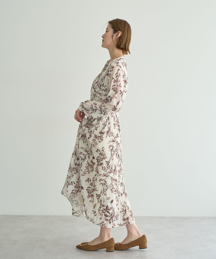 YECCA VECCA「ヴィンテージフラワー柄プリーツワンピース」|ワンピース|