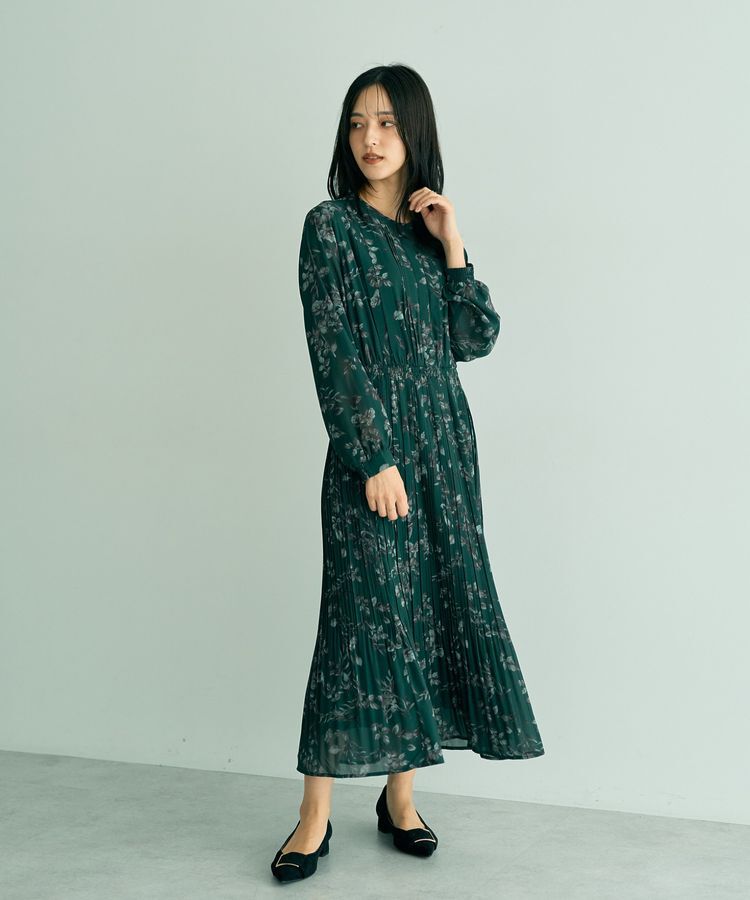 YECCA VECCA「ヴィンテージフラワー柄プリーツワンピース」|ワンピース|