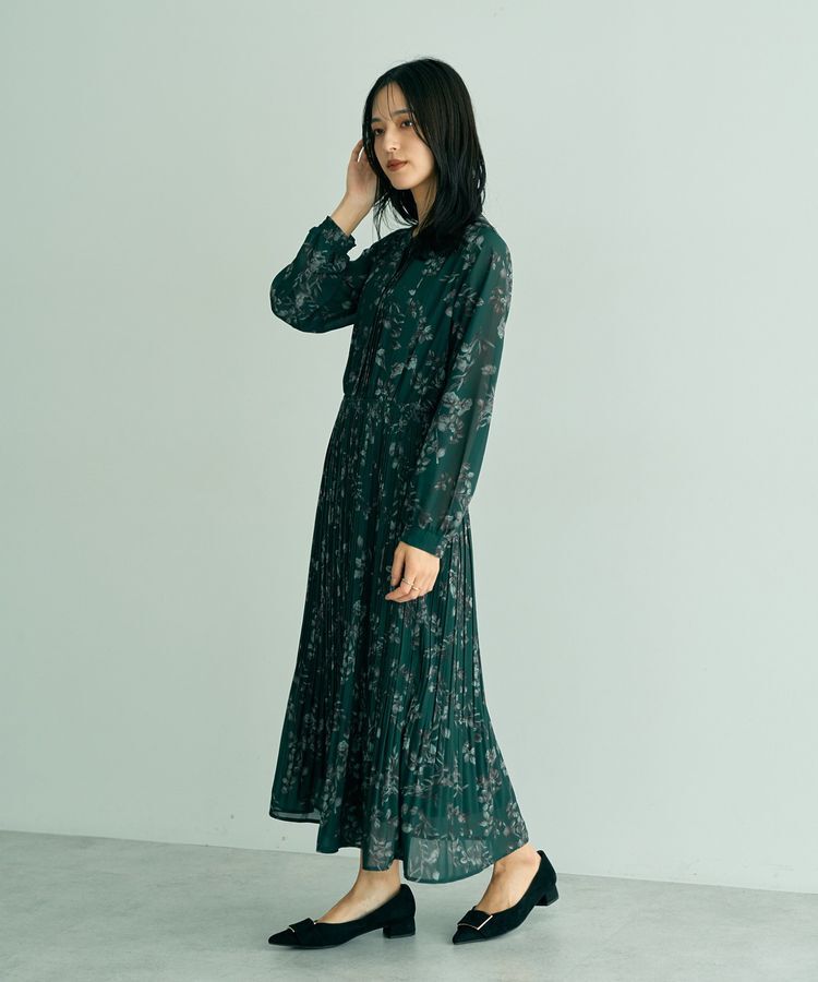 YECCA VECCA「ヴィンテージフラワー柄プリーツワンピース」|ワンピース|