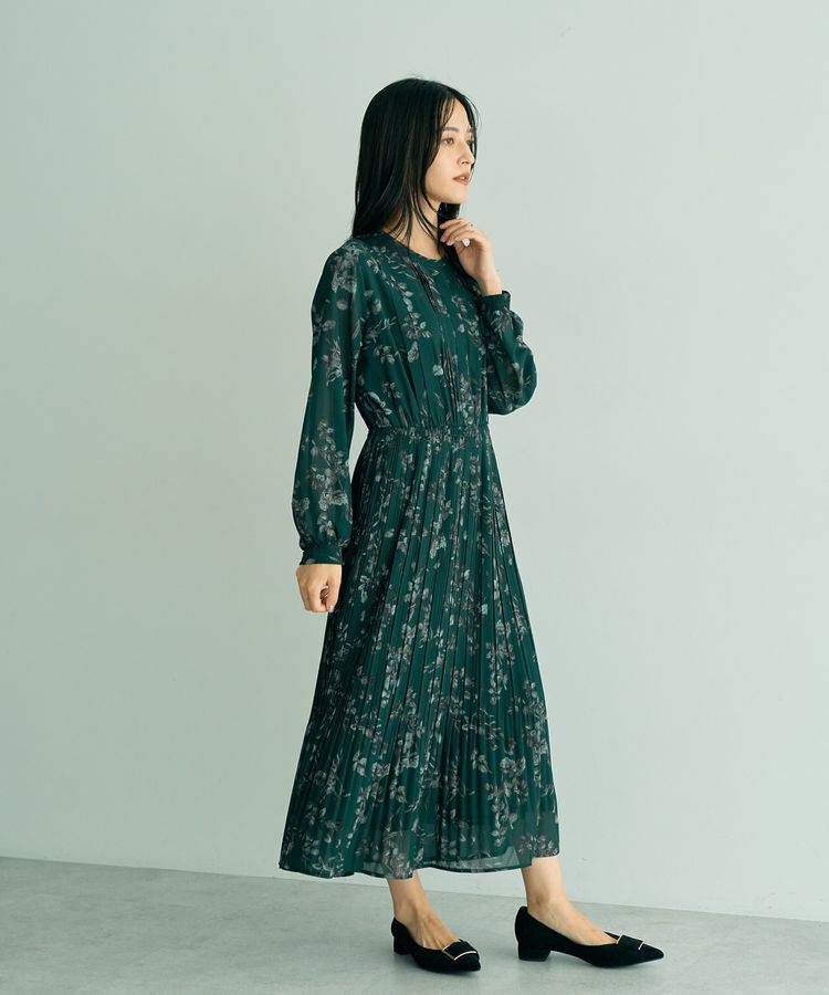 YECCA VECCA「ヴィンテージフラワー柄プリーツワンピース」|ワンピース|