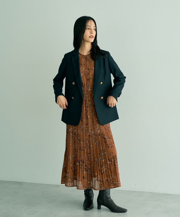 YECCA VECCA「ヴィンテージフラワー柄プリーツワンピース」|ワンピース|