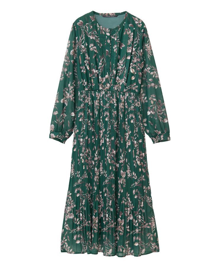 YECCA VECCA「ヴィンテージフラワー柄プリーツワンピース」|ワンピース|