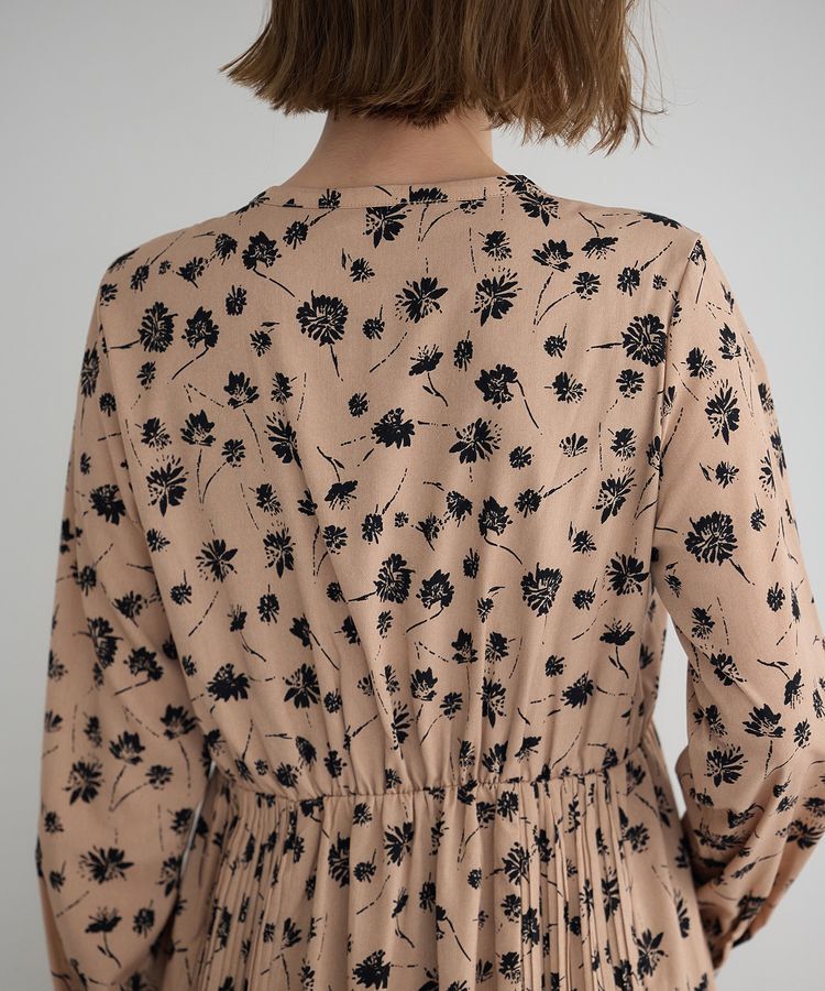 YECCA VECCA「フラワー柄プリーツMIXワンピース」|ワンピース|