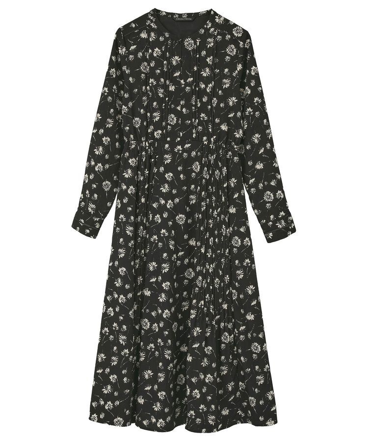 YECCA VECCA「フラワー柄プリーツMIXワンピース」|ワンピース|