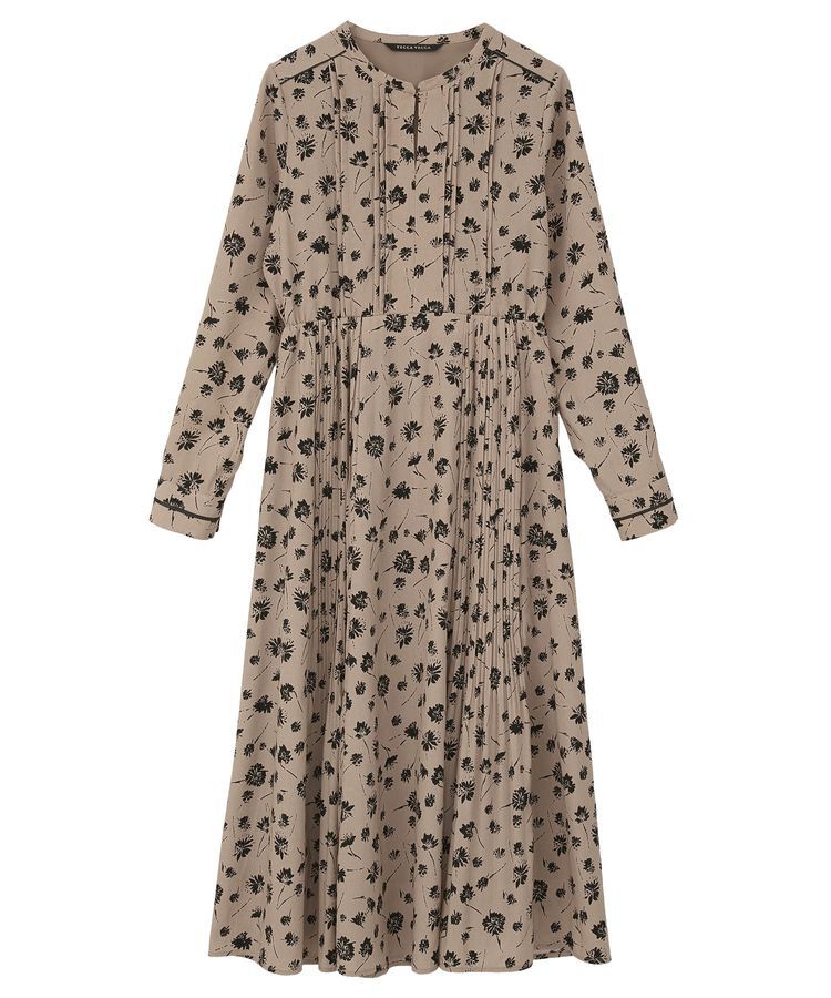 YECCA VECCA「フラワー柄プリーツMIXワンピース」|ワンピース|