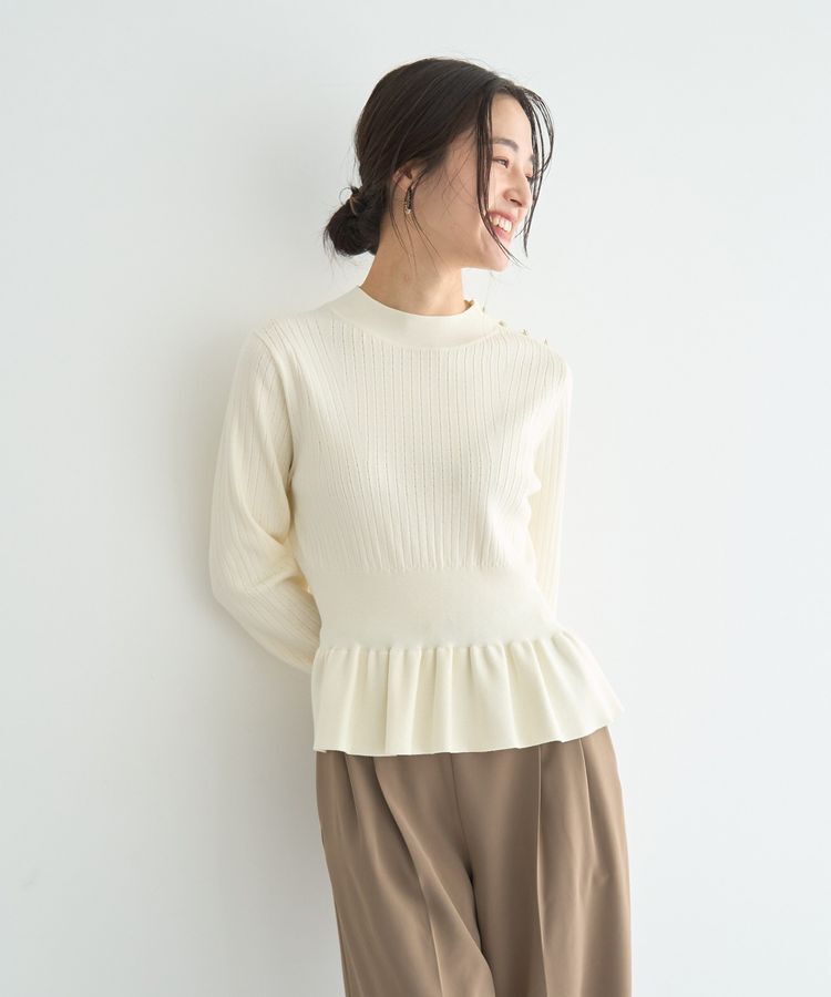 YECCA VECCA「金釦ペプラムニット」|ニット・セーター|Ivory