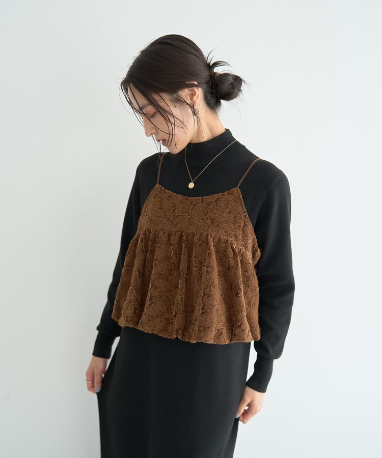 YECCA VECCA「【2点SET】バルーンキャミ付きニットワンピース」|ワンピース|