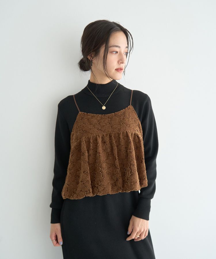 YECCA VECCA「【2点SET】バルーンキャミ付きニットワンピース」|ワンピース|