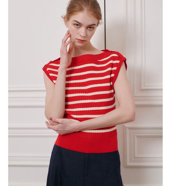 LOULOU WILLOUGHBY「【LOULOU WILLOUGHBY】プレーティングリブプルオーバー」|ニット・セーター|レッド系