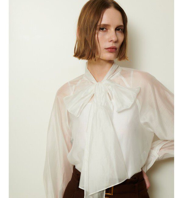 allureville「シルキーセルロースボウブラウス」|シャツ・ブラウス|オフホワイト