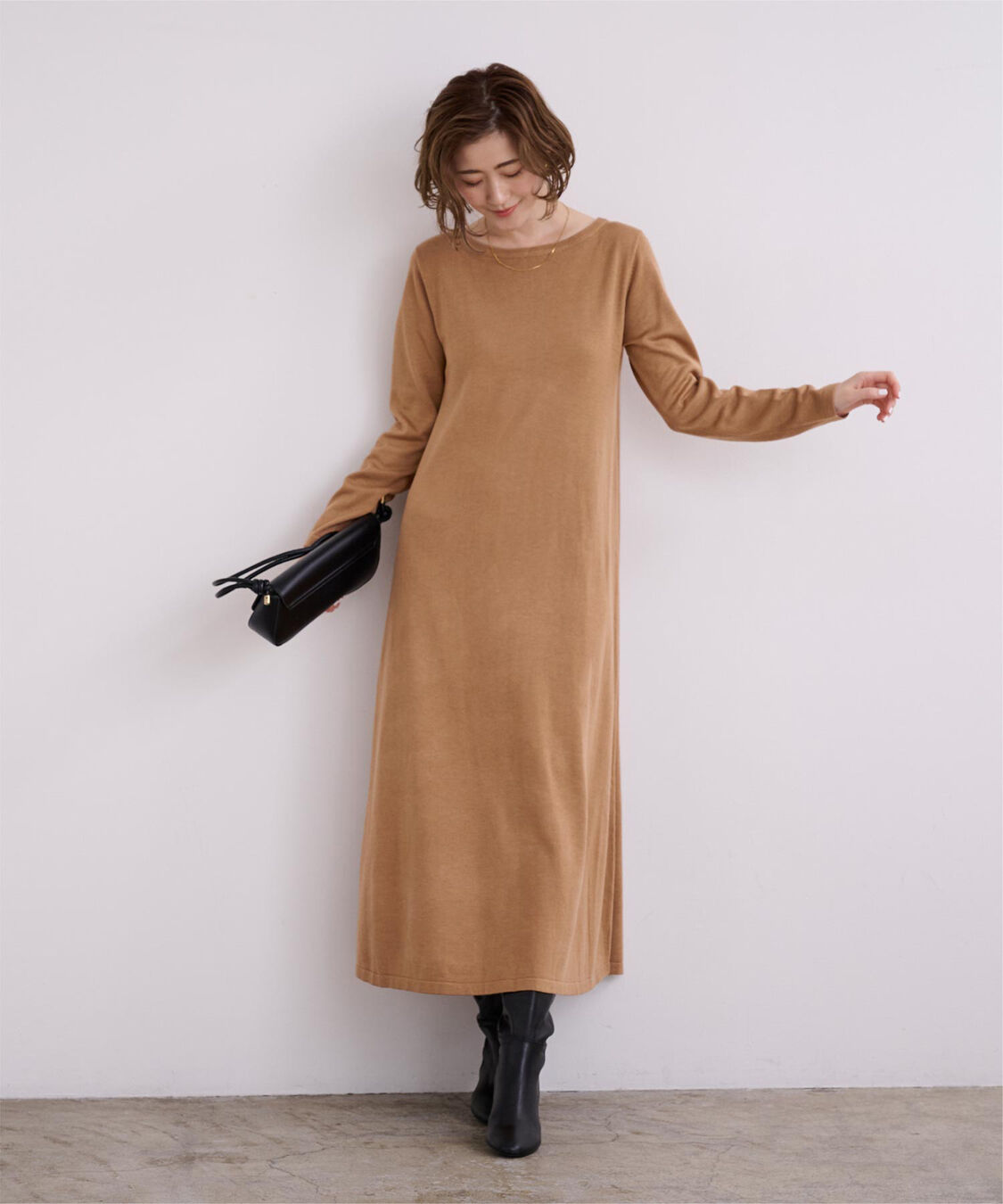 ur's「ボートネックロングニットワンピース」|ワンピース|