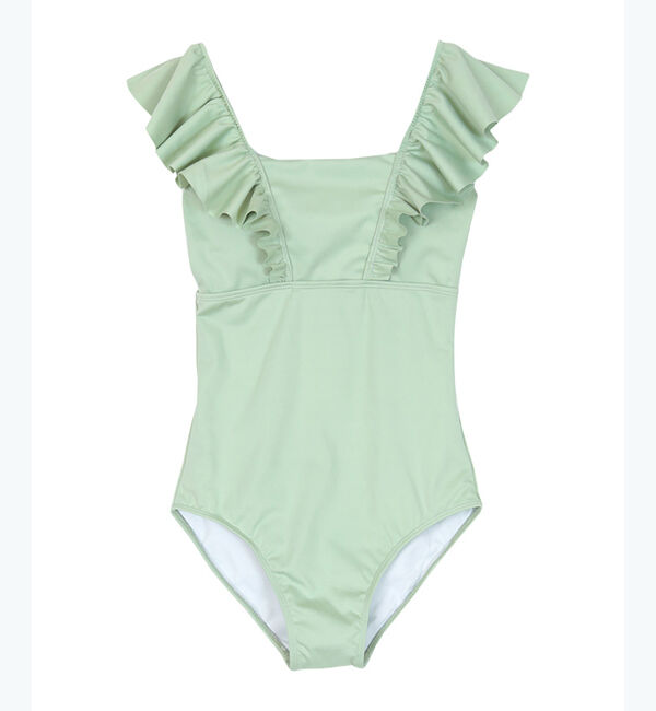 SEA DRESS「ショルダーフリルスクエアネックワンピース/水着」|ビキニ|ミントグリーン