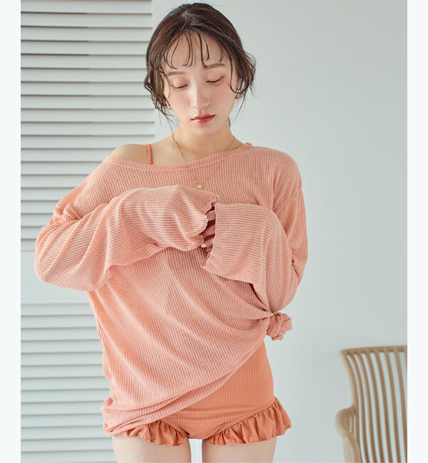 SEA DRESS「シアートップス付ビキニ/セット水着」|ビキニ|ピンク/オレンジ