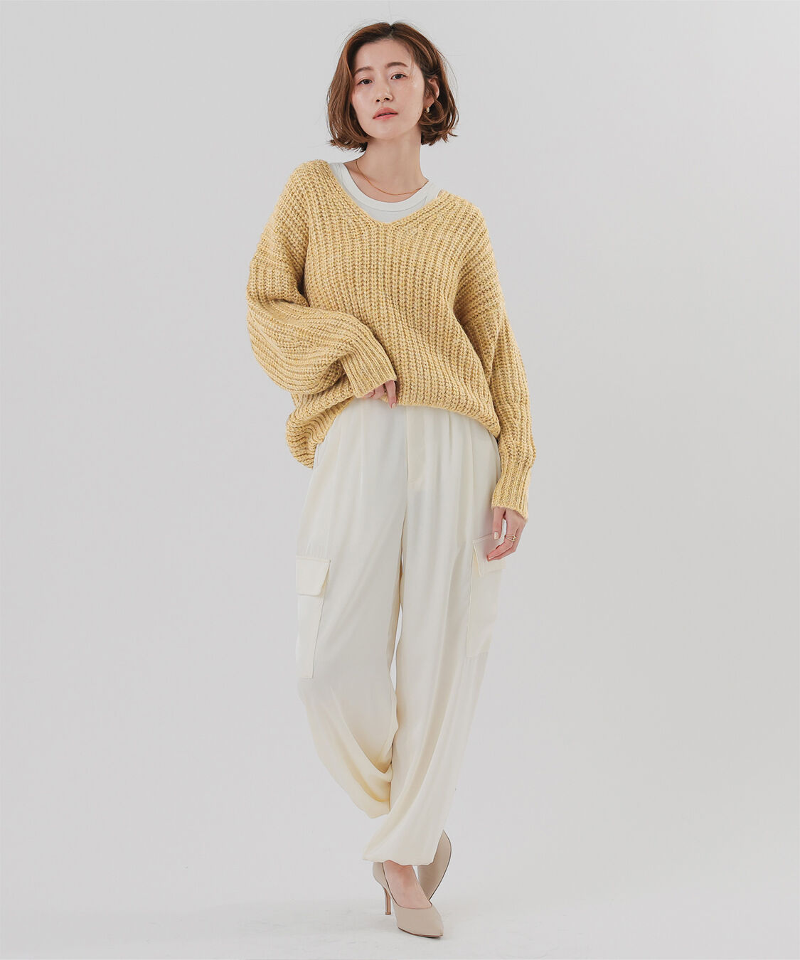 ur's「ラメローゲージVネックオーバーサイズニット」|ニット・セーター|