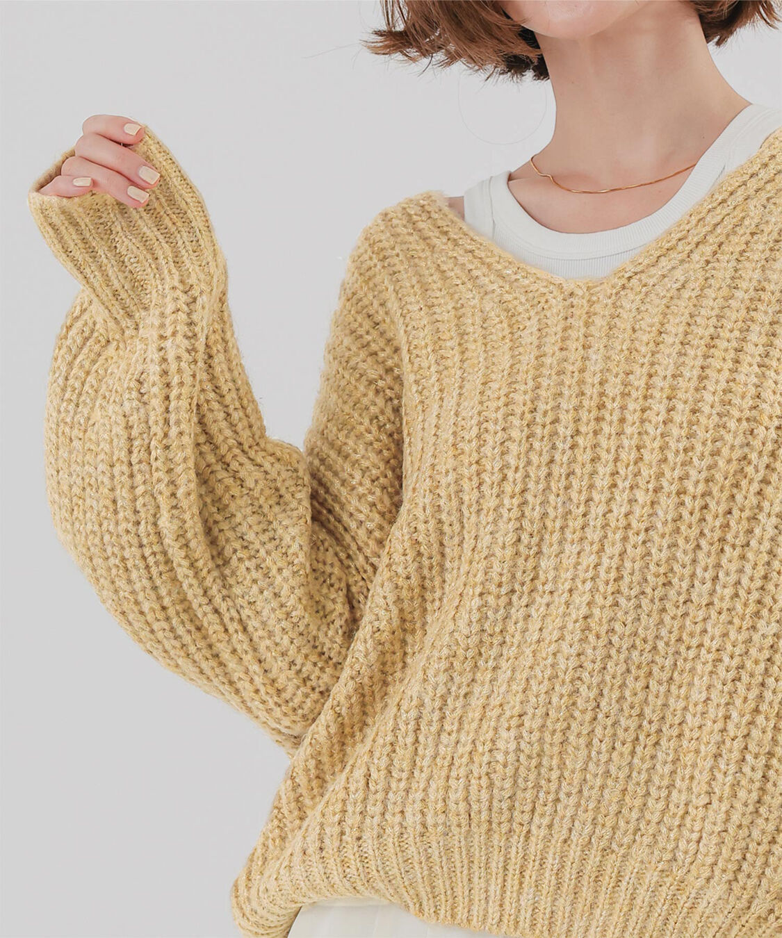 ur's「ラメローゲージVネックオーバーサイズニット」|ニット・セーター|