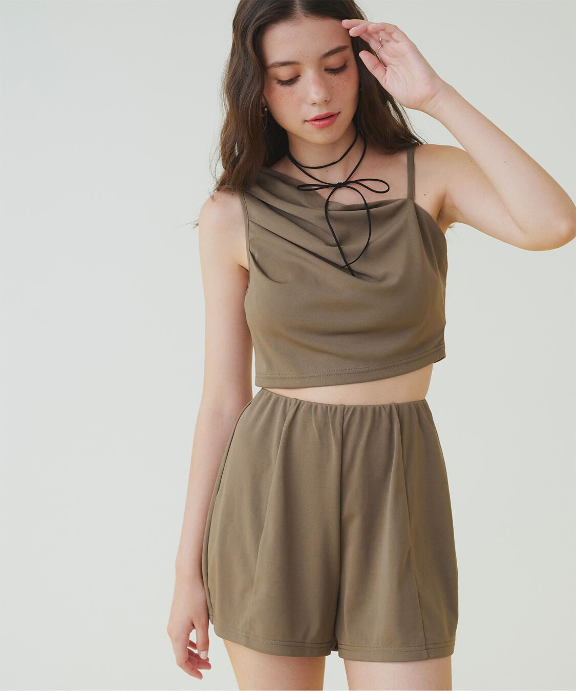 SEA DRESS「ショートパンツ付タックビキニ」|ビキニ|オリーブ