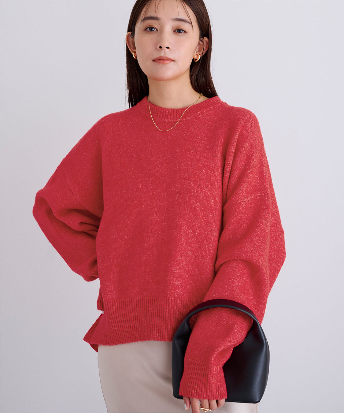 ur's「ヤクライククルーネックニット」|ニット・セーター|レッド