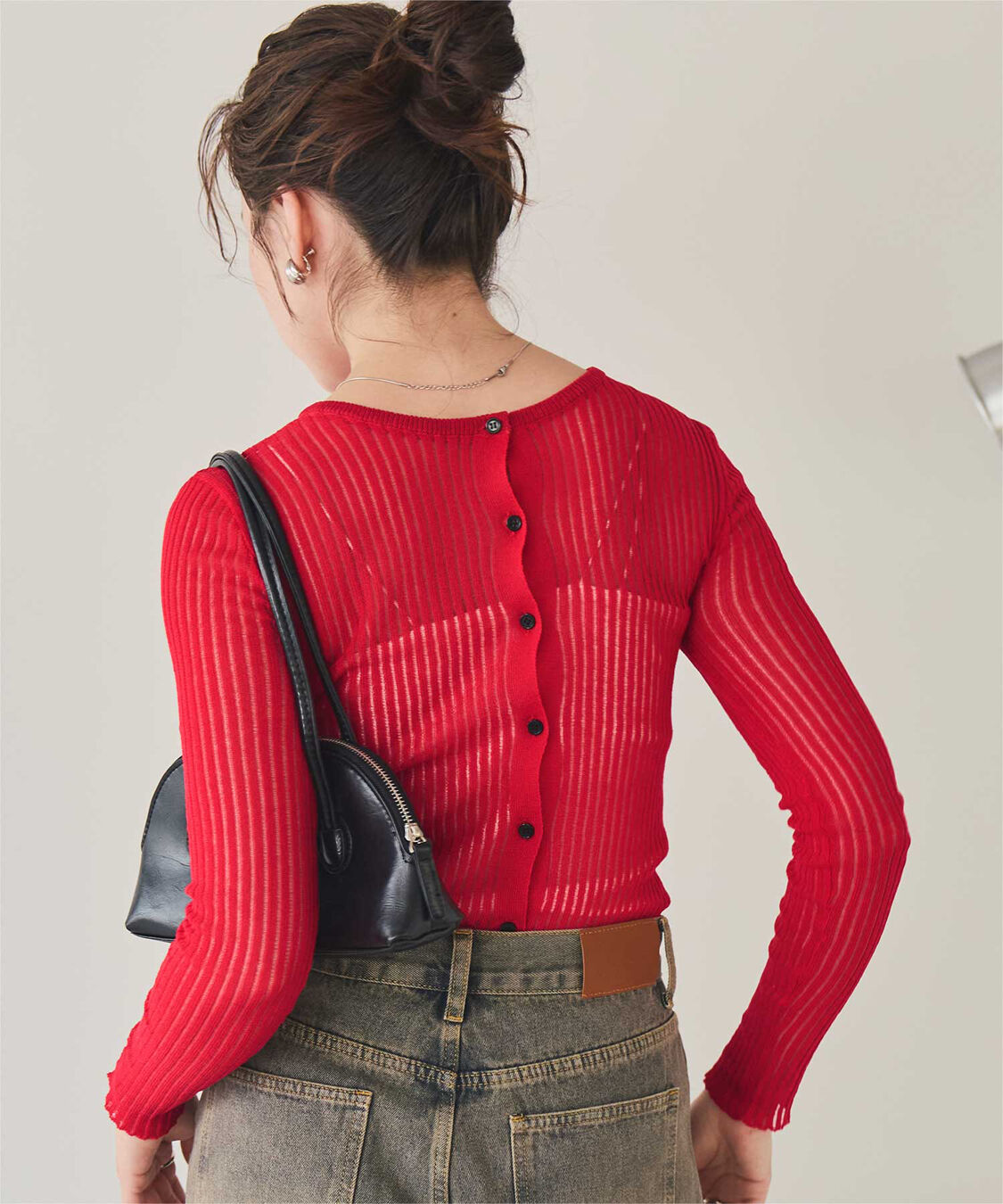 titivate「前後2wayウォッシャブルリブシアーニットカーディガン」|カーディガン|