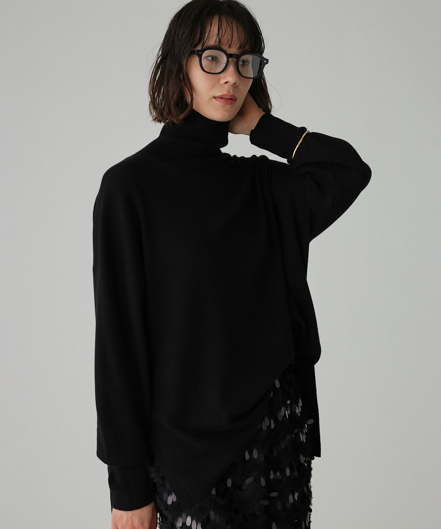 BABYLONE「ハイネックポンチョニット」|ニット・セーター|ﾌﾞﾗｯｸ