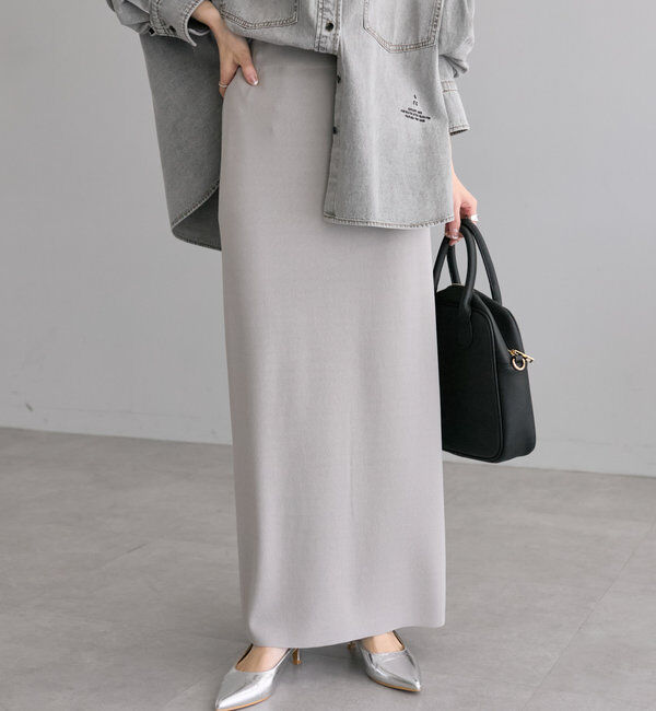  「《新色登場！/リバイバル》【-3kg見え / Du noir】ナロースカート」|スカート|グレー
